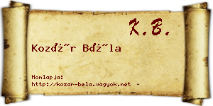 Kozár Béla névjegykártya